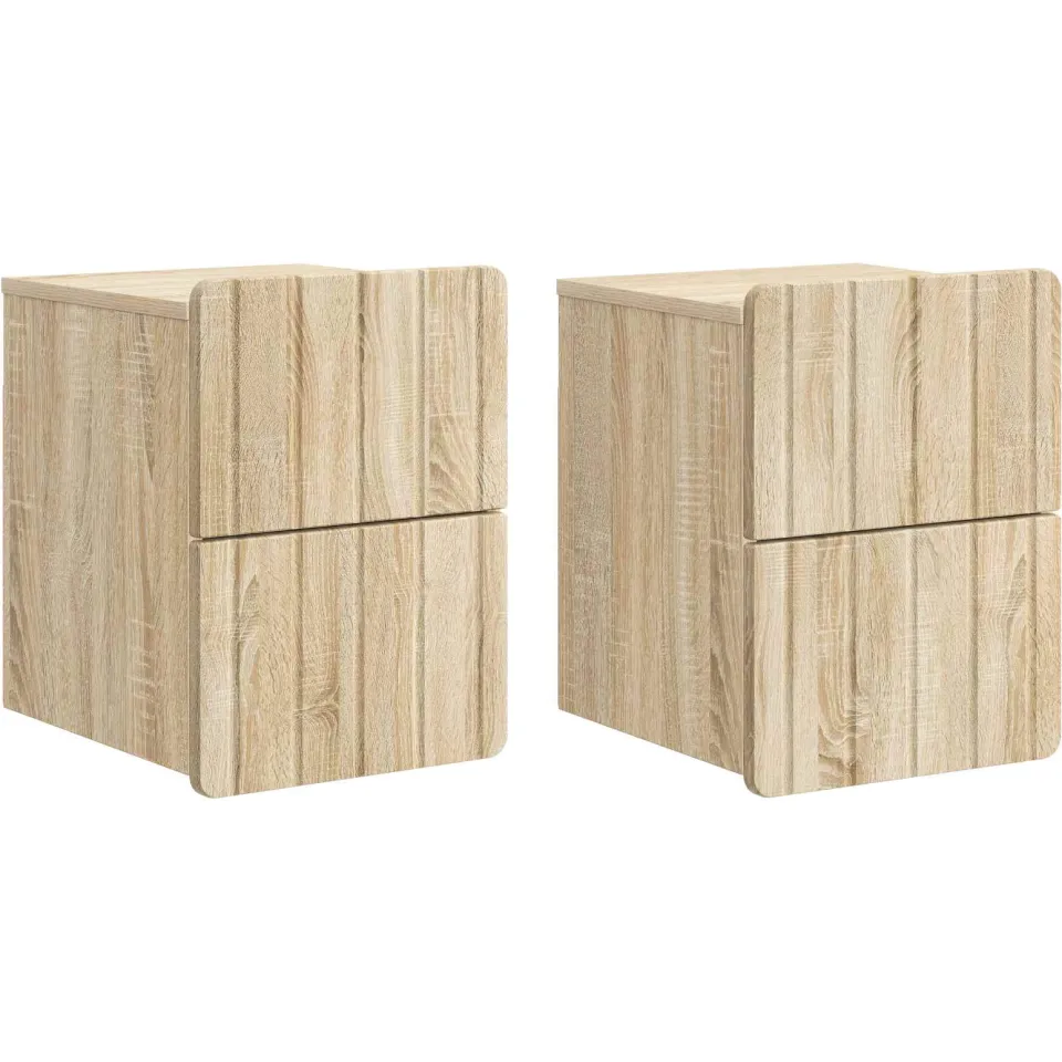 vidaXL Wandbeugel Bedkast 2 st Sonoma Eiken 33 x 34,5 x 43 cm Bruin