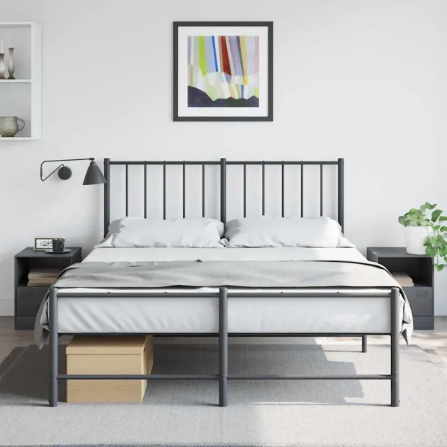 vidaXL Nachtkastjes 2 st 34,5x39x44 cm staal antracietkleurig, foto 2