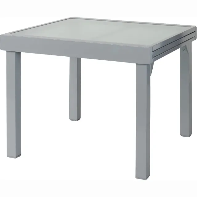 ib style Diplomat Tuintafel - Uitschuifbare tafel - Glasplaat - 90-180 cm - Zilver