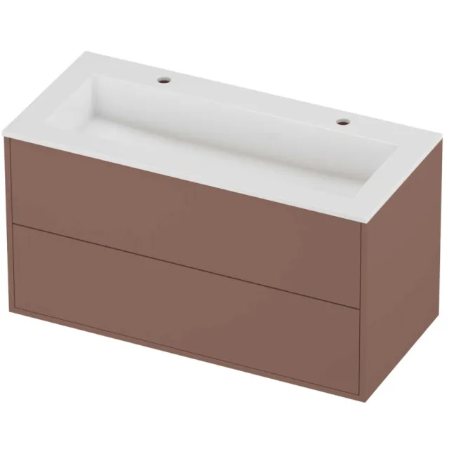 Proline Aristo Badmeubelset Polystone Elegant 2 Gaten 100x46x54 cm Glans Wit Beauty Blush Rosé Goud