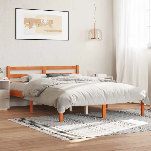 vidaXL Bedframe Wasbruin 120 x 190 cm Solid Pine Wood, Plywood