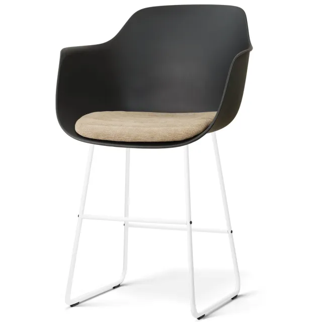 Nolon Nino-Liz barkruk zwart met nougatbruin zitkussen - wit onderstel - 65 cm
