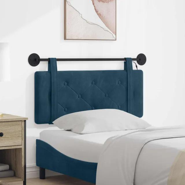 vidaXL Hangend hoofdbord Blauw Fluweel