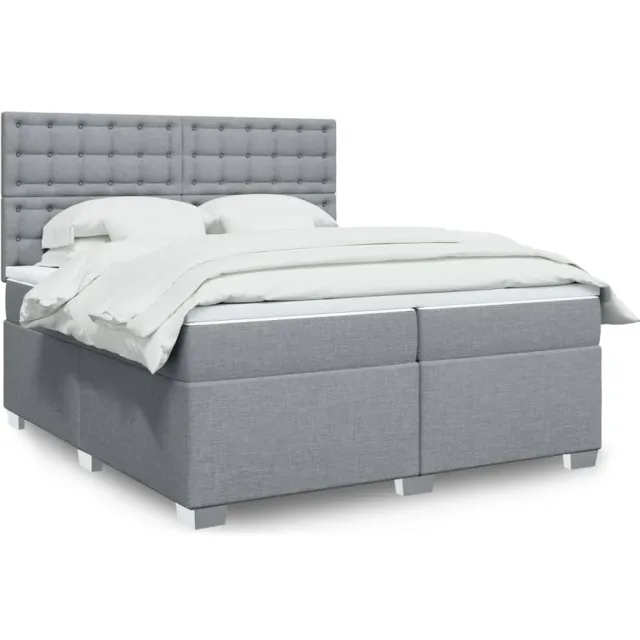 vidaXL Boxspring met matras stof lichtgrijs 200x200 cm grijs
