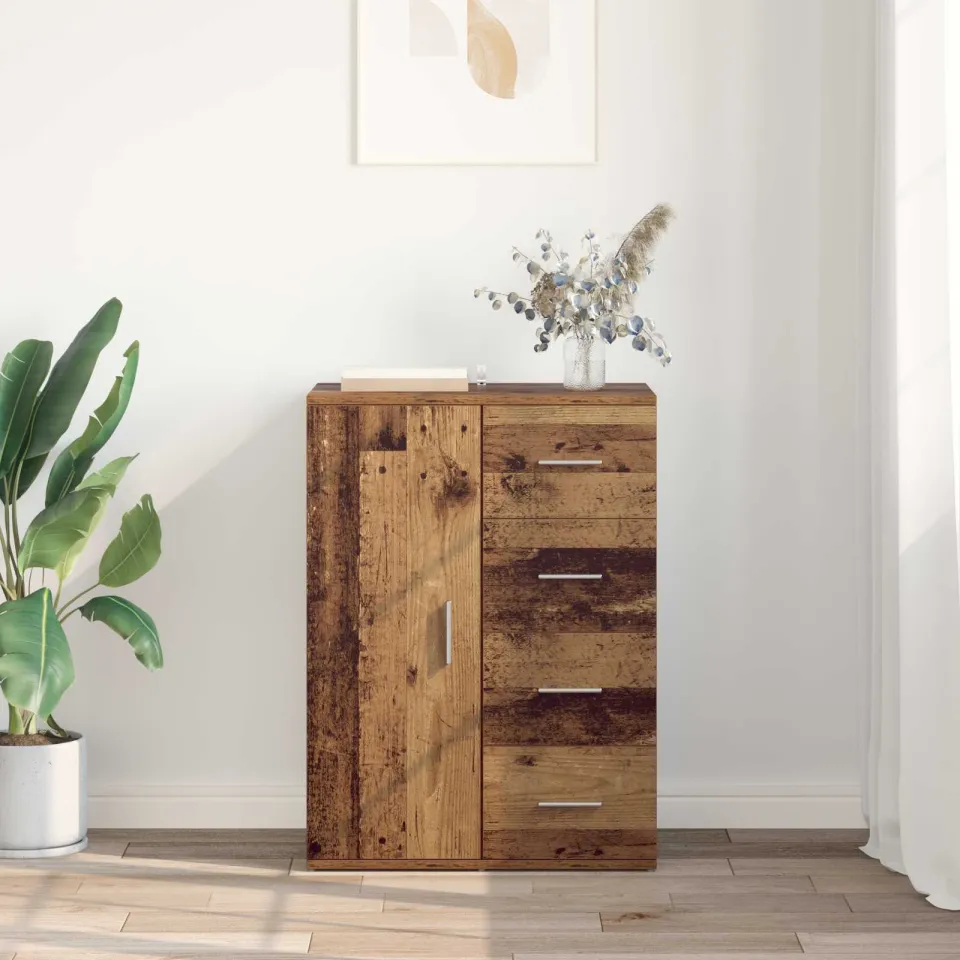 vidaXL Dressoir Oud Hout 59 x 39 x 80 cm Bewerkt hout bruin, foto 3
