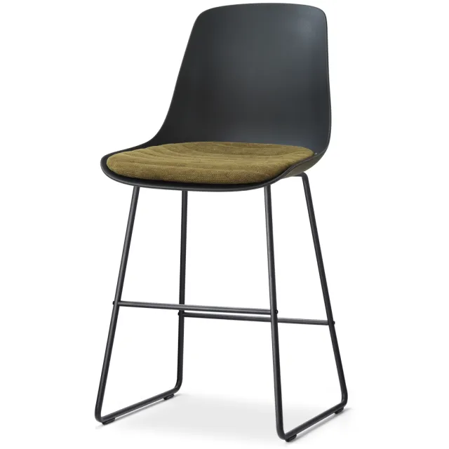 Nolon Nino-Liv barkruk zwart met mosgroen zitkussen - zwart onderstel - 65 cm