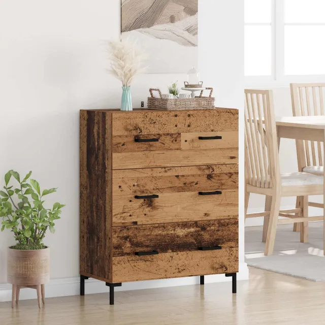 vidaXL Dressoir Oud Hout 69,5 x 34 x 90 cm Gemonteerd hout en ijzer bruin, foto 2