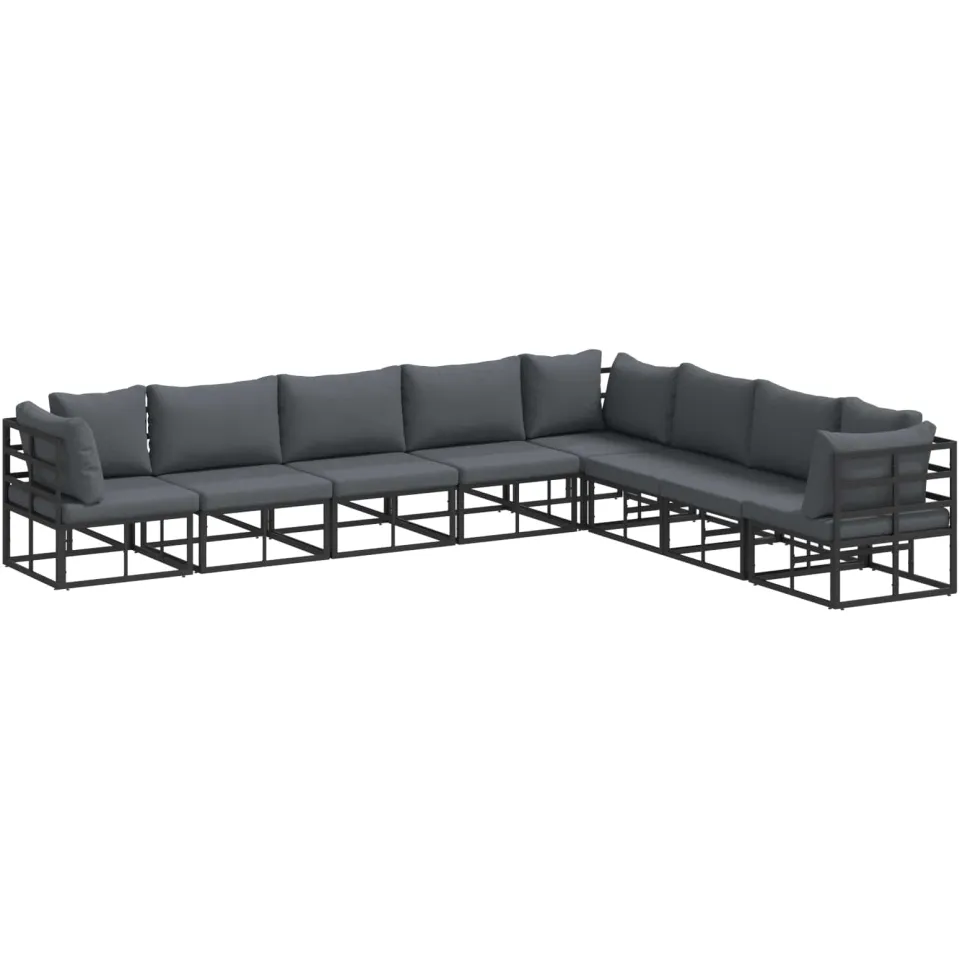 vidaXL Tuinbankenset 8 st Zwart Aluminium
