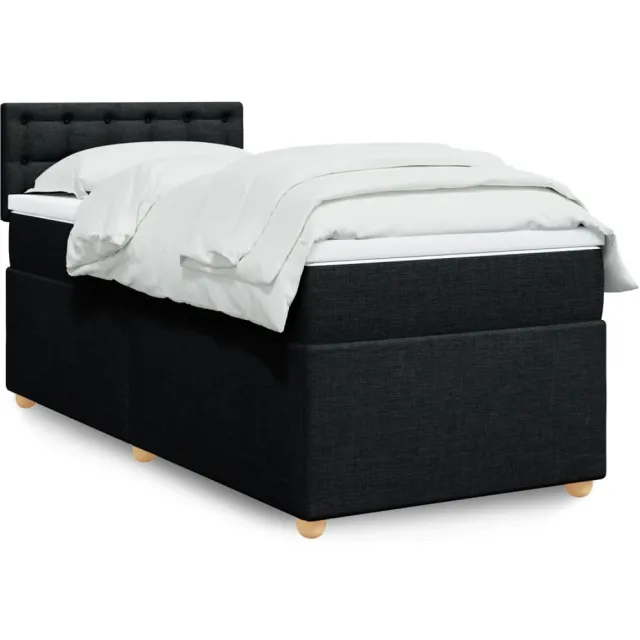 vidaXL Boxspring met matras stof zwart Single