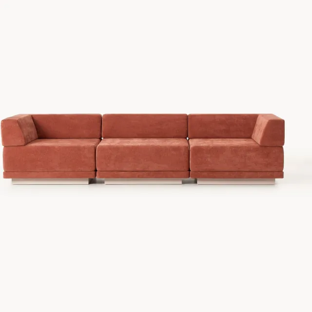 Westwing Collection Modulaire bank Colin (4-zits) Beige, Wijnrood