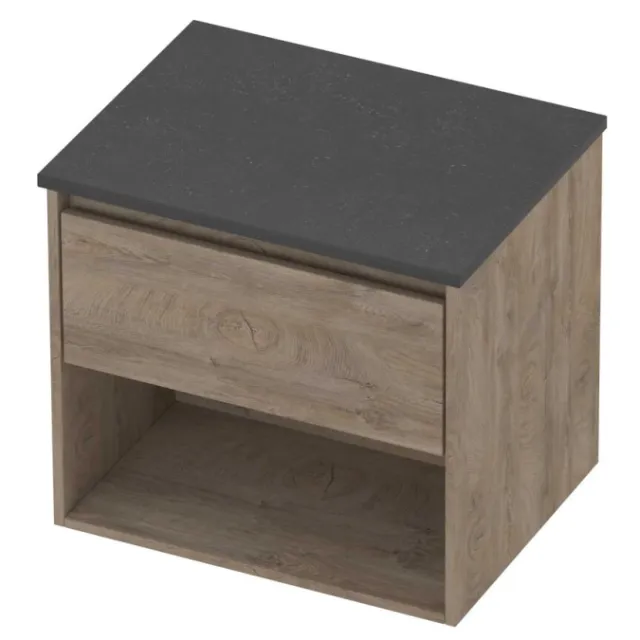 Proline Deck Badmeubelset Hardsteen Met Schap 60x46x55 cm Blue Stone Raw Oak Eiken
