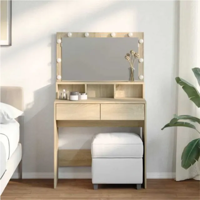 vidaXL Kaptafel met LED 80x41x134,5 cm sonoma eikenkleurig