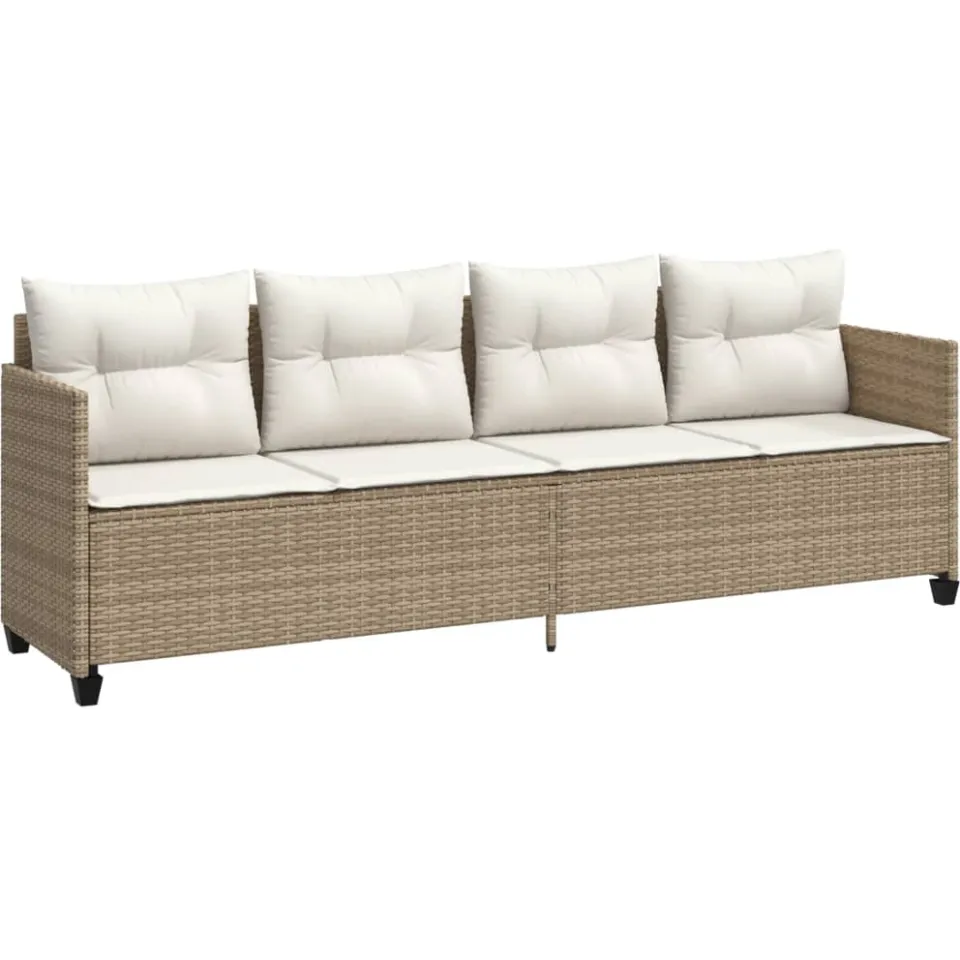 vidaXL 5-delige Loungeset met kussens poly rattan beige