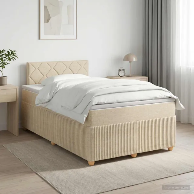 vidaXL Boxspringbed met matras Crèmekleurig 120 x 190 cm Stof