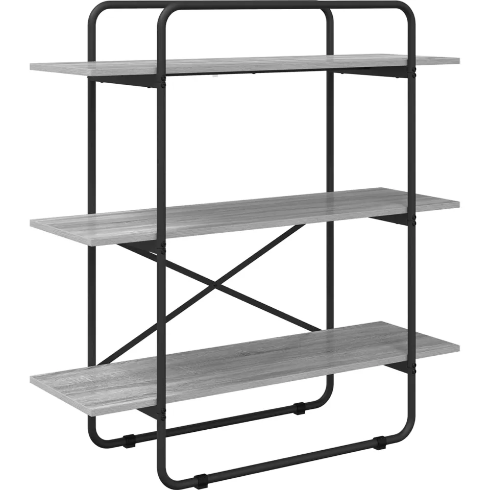 vidaXL Boekenrek 3-laags 100 x 35 x 105 cm PB Grijs Sonoma, foto 3