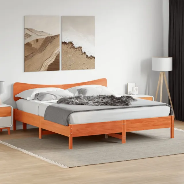vidaXL Bedframe zonder matras massief grenenhout wasbruin 200x200 cm bruin
