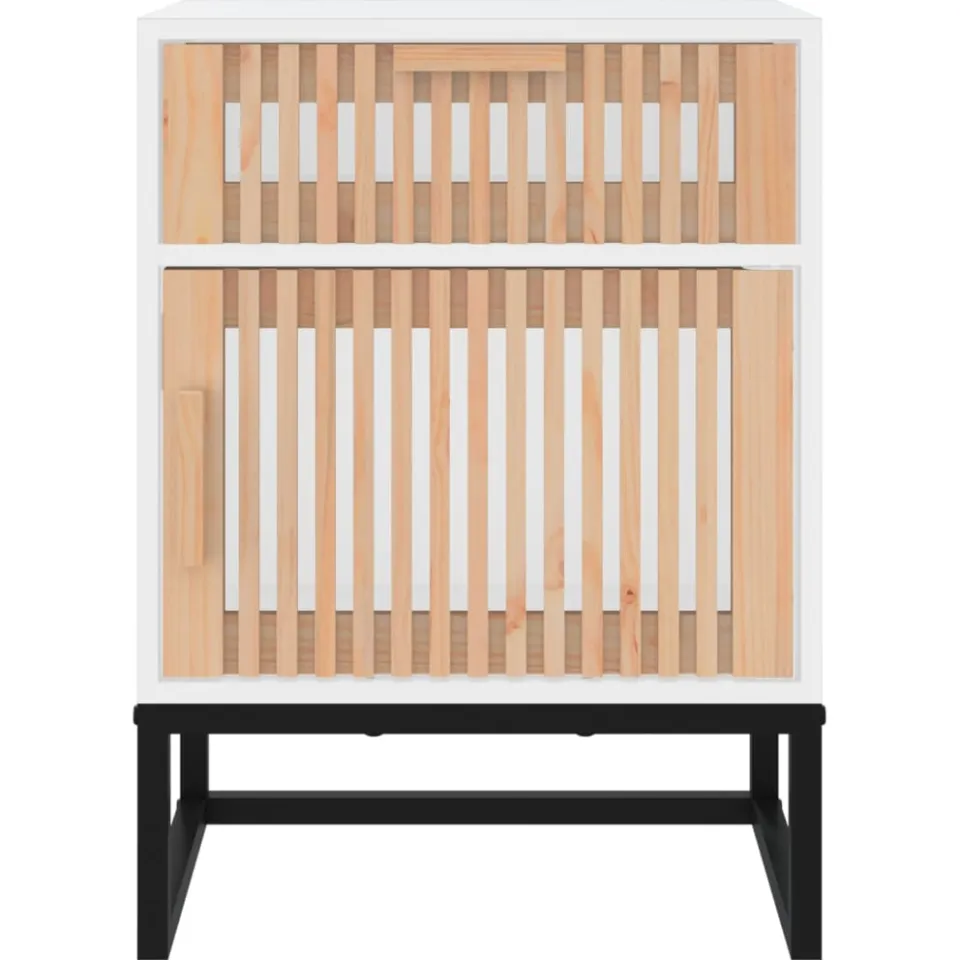vidaXL Nachtkastje 40x30x55,5 cm bewerkt hout en ijzer wit, foto 4