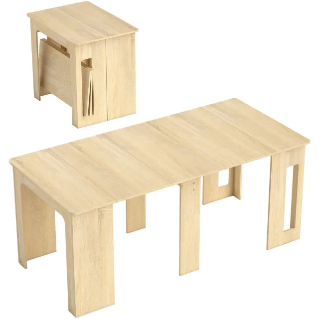 Homona Uitschuifbare eettafel - Voor maximaal 6 personen - Met opbergruimte voor verlengbladen - 60-180 x 85 x 75 cm - Naturel Bruin