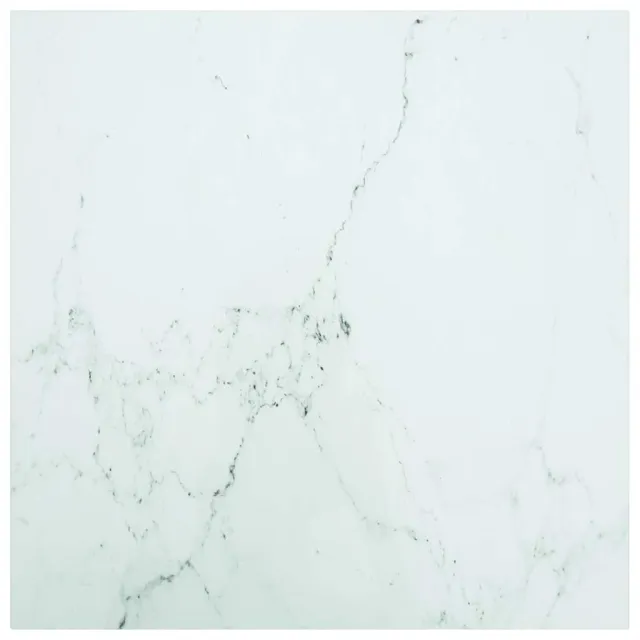 vidaXL Tafelblad marmerontwerp 6 mm 70x70 cm gehard glas wit