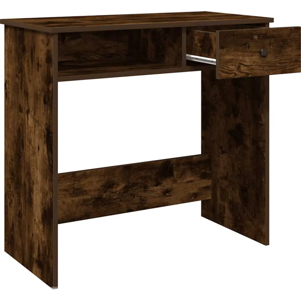 vidaXL Bureau 80x40x75 cm bewerkt hout gerookt eikenkleurig, foto 4