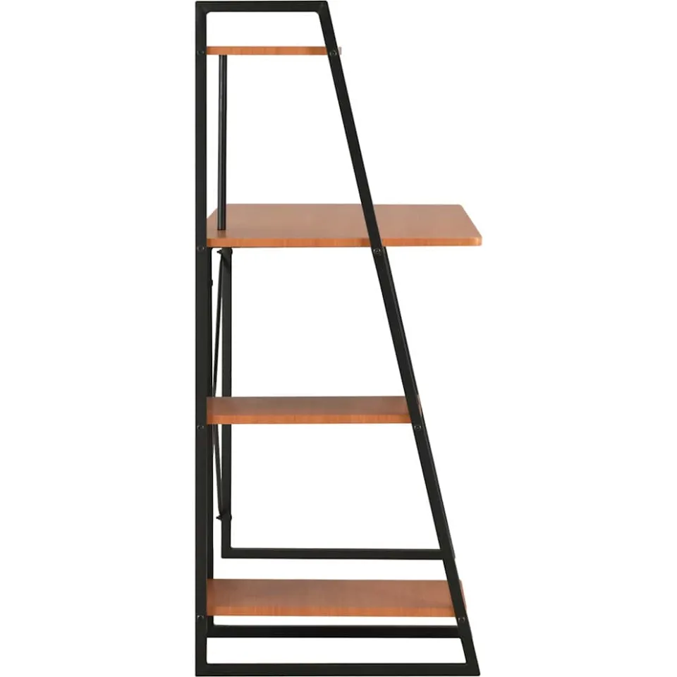 vidaXL Bureau met schappen 102x50x117 cm zwart en bruin, foto 4