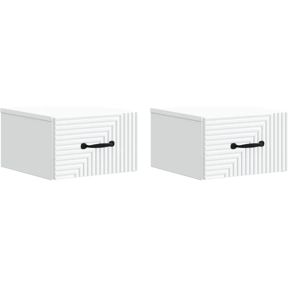 vidaXL Wandbeugel Bedkast 2 st Wit 34,5 x 33 x 20 cm Bewerkt hout, foto 3