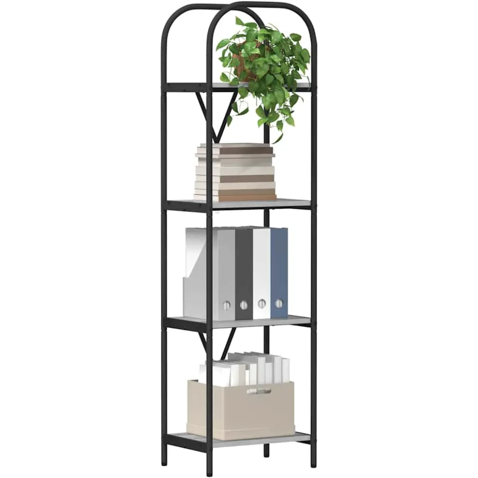 vidaXL Boekenkast 4-laags 40 x 30 x 146 cm Bewerkt hout Grijs Sonoma