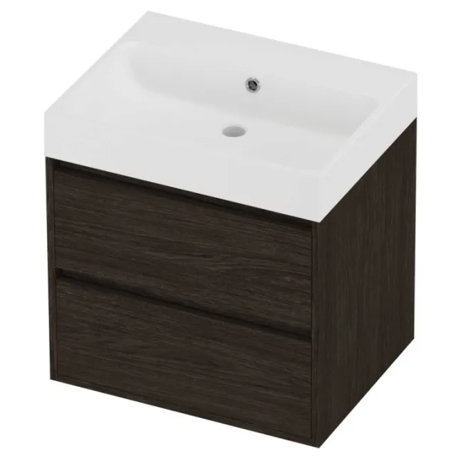 Proline Podium Badmeubelset Polystone Loft 60x46x62 cm Mat White Mokka Oak Eiken