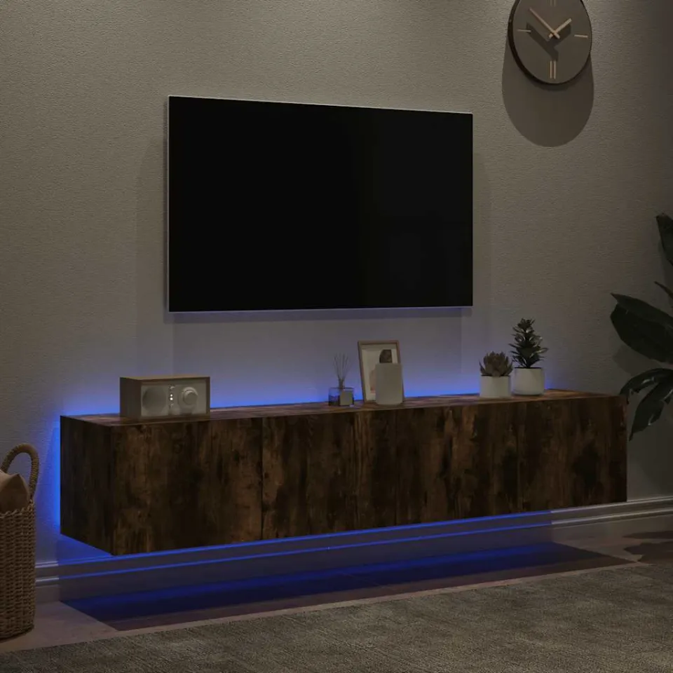vidaXL Tv-wandmeubels met LED 2 st 80x35x31 cm gerookt eikenkleurig, foto 2