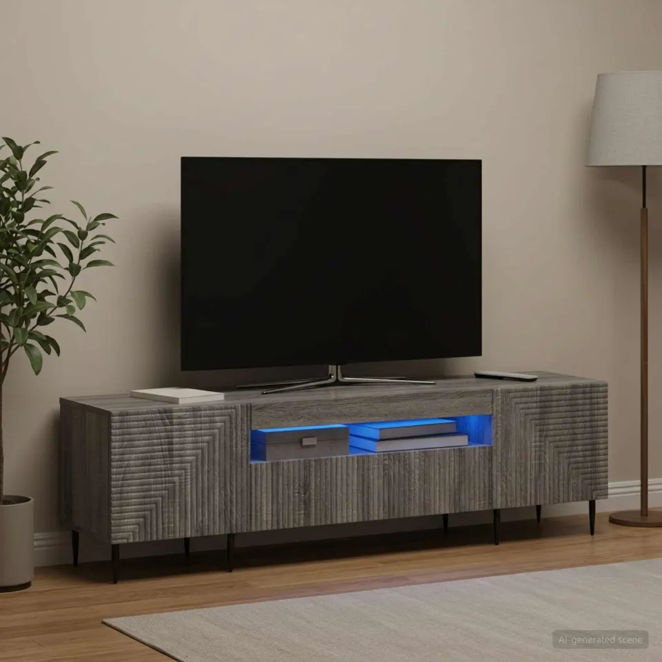 vidaXL LED tv-meubel HAARLEM 153 x 35 x 43 cm Grijs Sonoma, foto 4