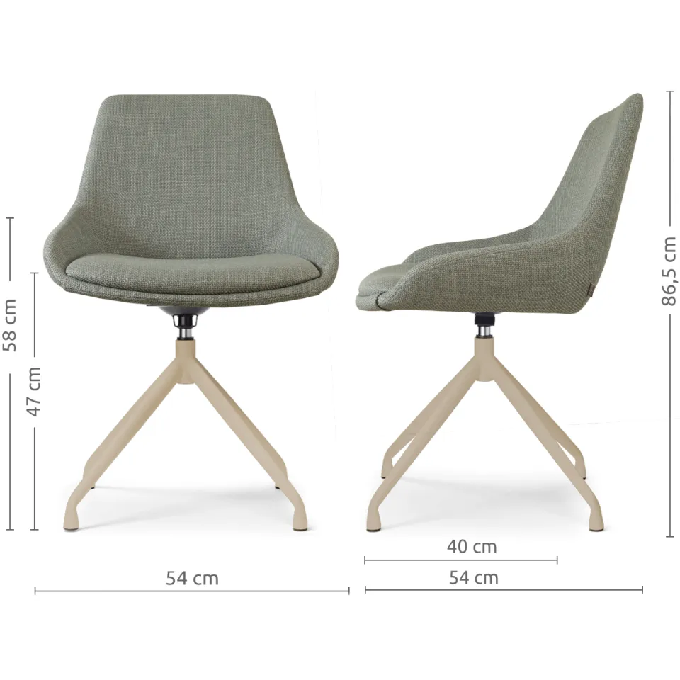 Nolon Nola-Isa draaibare eetkamerstoel saliegroen - beige onderstel, foto 2