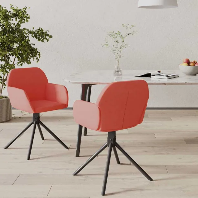 vidaXL Eetkamerstoelen draaibaar 2 st fluweel roze, foto 2