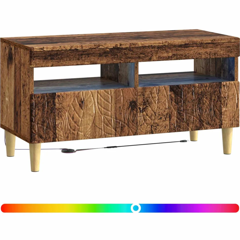 vidaXL LED tv-meubel Oud hout Bewerkt hout Bruin