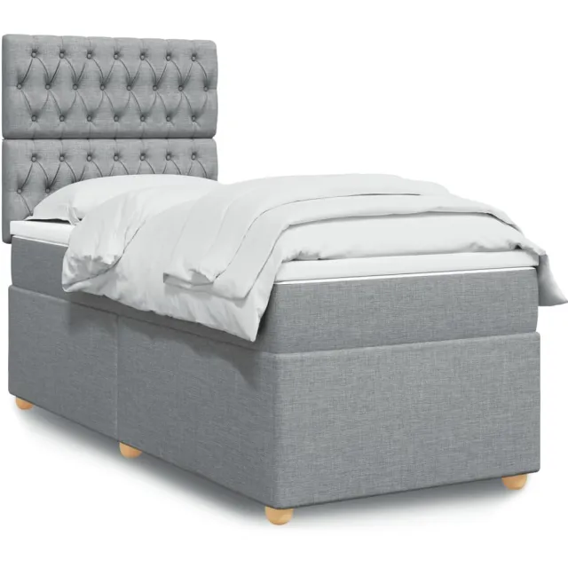 vidaXL Boxspring met matras stof lichtgrijs 90x190 cm grijs