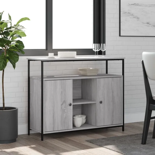 vidaXL Dressoir 100x35x80 cm bewerkt hout grijs sonoma, foto 2