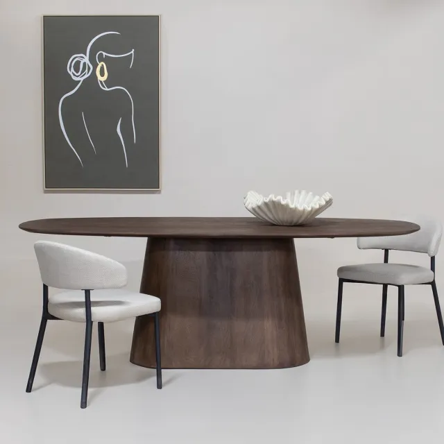 Giga Meubel Eettafel Stijn - Walnoot Deens Ovaal - 280x100x76cm Donkerbruin