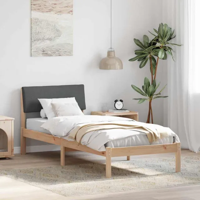 vidaXL Bedframe Bruin en donkergrijs 75 x 190 cm Massief grenenhout