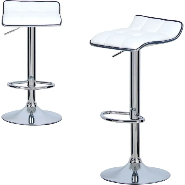 Klarven Barkruk Wit - Barkrukken Set Van 2 - Barkrukken - Bar Stool - Kunstleer - Hoogteverstelbaar, Draaibaar - Stevig frame, belastbaar tot 100 kg