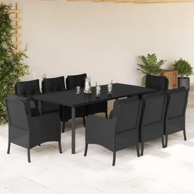 vidaXL 9-delige Tuinset poly rattan zwart, foto 2