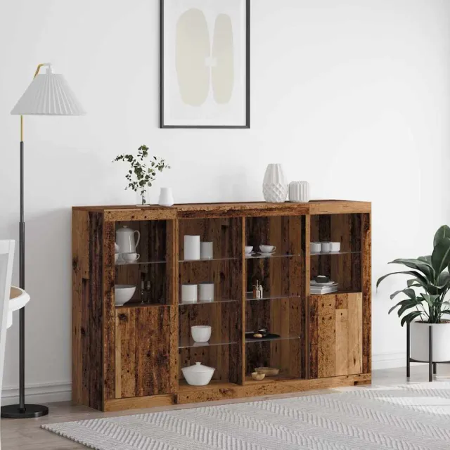 vidaXL LED Sideboard Oud hout 163 x 37 x 100 cm Bewerkt hout Bruin