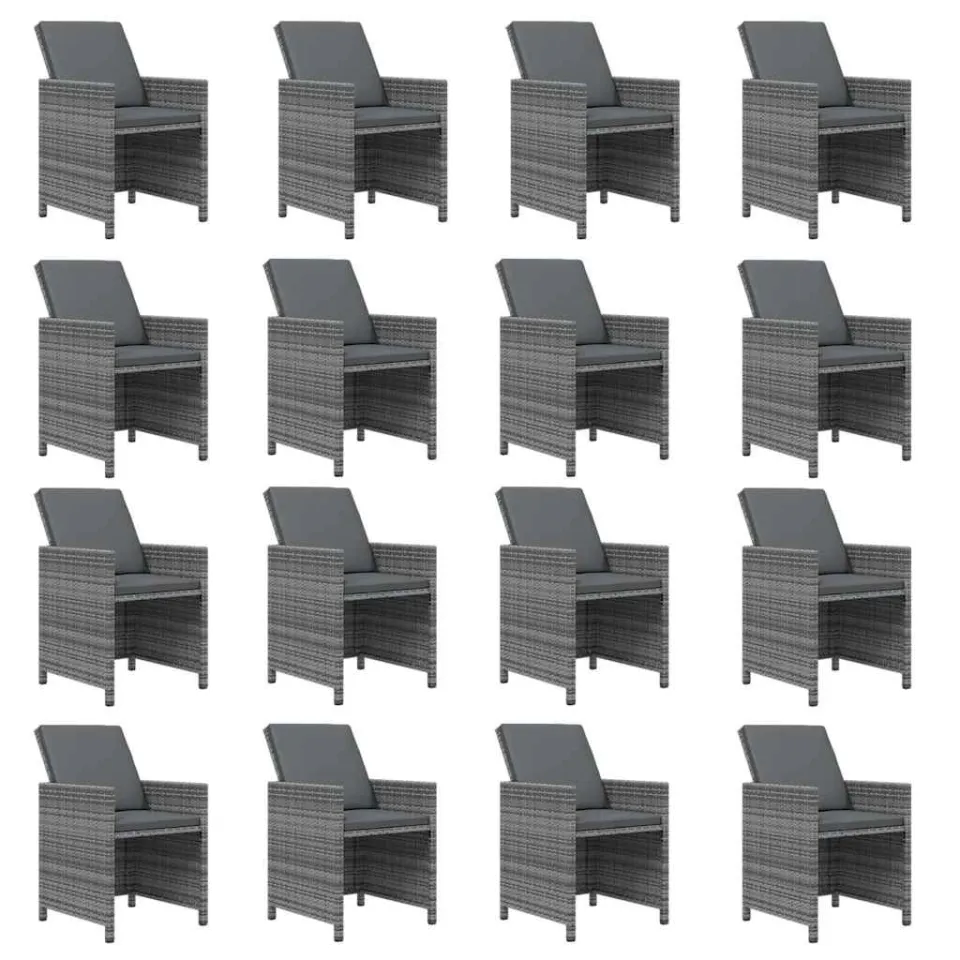 vidaXL 21-delige Tuinset met kussens poly rattan grijs, foto 3
