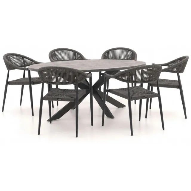 Manifesto Furniture Manifesto Belpasso/Fidenza ovaal 180cm dining tuinset 7-delig stapelbaar