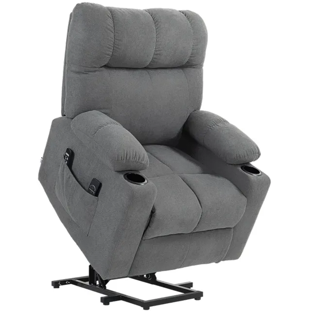 ZYLARO Elektrische Massagestoel - Massagefauteuil met Liftfunctie & Verwarmingsfunctie - Sta-opstoel - 8 Vibratiekoppen - Kantelbaar tot 135° - tot 150 kg - met Afstandsbediening - Relaxfauteuil - Seniorenstoel - Grijs