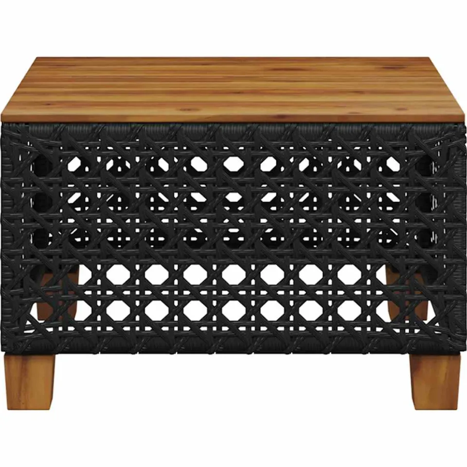 vidaXL Tuintafel 55x55x36 cm poly rattan en acaciahout zwart, foto 4