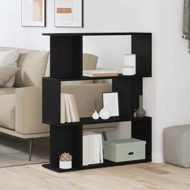 vidaXL Boekenkast Zwart Eiken 80x24x96 cm Engineered Wood, foto 2