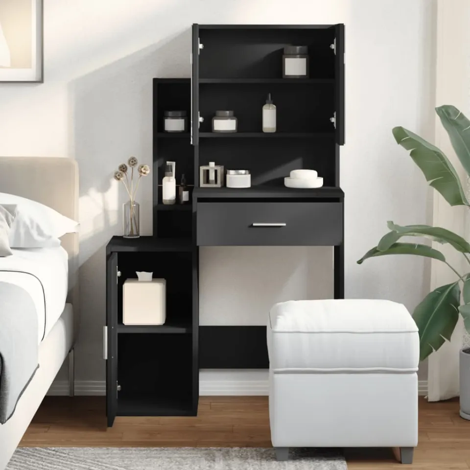 vidaXL Kaptafel met kastje 80x35x132 cm zwart, foto 3