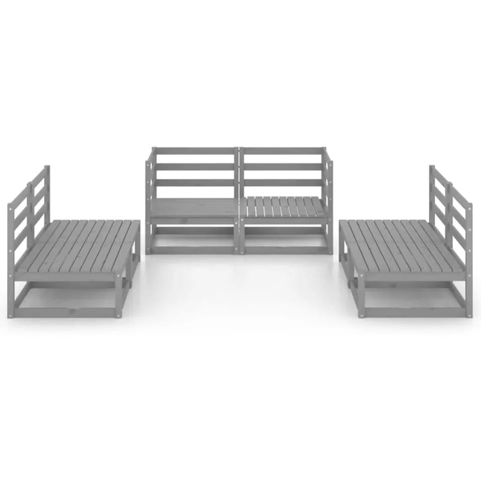 vidaXL 6-delige Loungeset massief grenenhout grijs