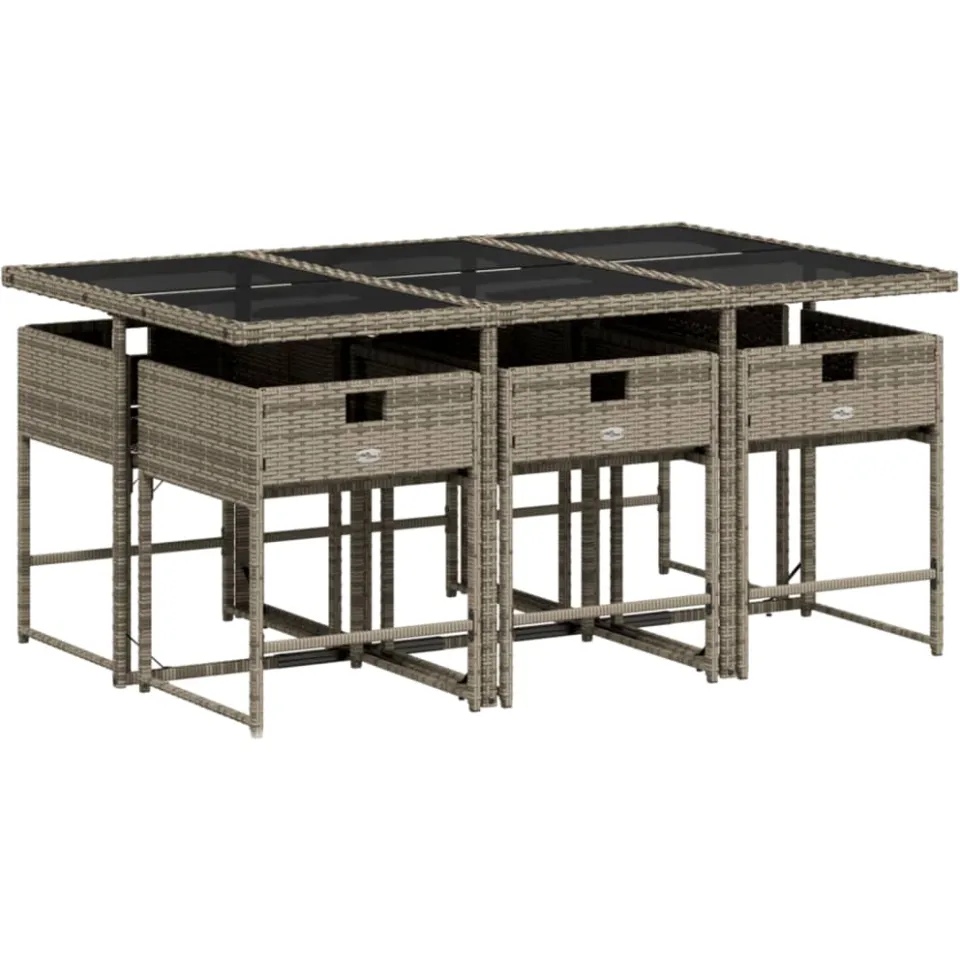 vidaXL 7-delige Tuinset met kussens poly rattan grijs, foto 4