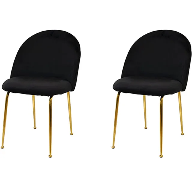 Milton & Oldbrook Velvet Eetkamerstoel Luxor Zwart - 2 Stuks