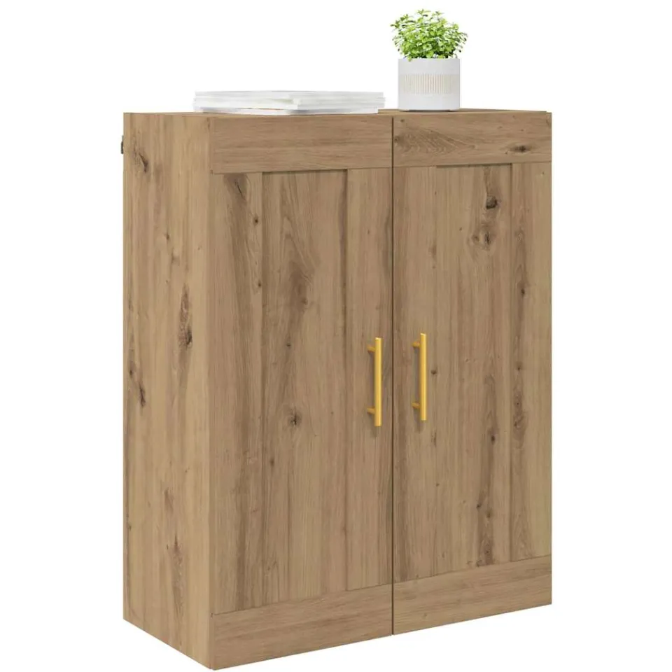 vidaXL Wandkast Artisan Eiken 69,5 x 34 x 90 cm Bewerkt hout Bruin